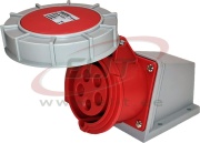 PP jõupesa, 3P+N+E 32A 415VAC, kompl. läbiviik M25x1.5, IP67, MaxPro, punane