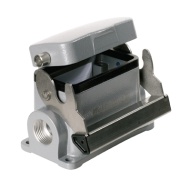 Base HDC 10B SDLU 2M20G, size 4, end-locking clamp, lower side, w. cover, diecast alumiinium, -40..125°C, 2x M20, IP65