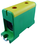 Hargnemisklemm Al/Cu UK150/1PE, 1P (2holes) 35-150mm² 290/320A 1000VAC/ 1500VDC, Hex6 14Nm 25..50mm²/ 35Nm 70..150mm², TS35/ panel mount, MaxPro, koro