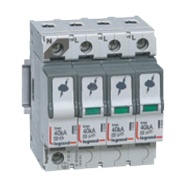 Liigpingepiirik, 4P, T2, Uc 320VAC, discharge current (8/20μs)| Imax 20kA, In 5kA, 4..35mm², TT/TNS