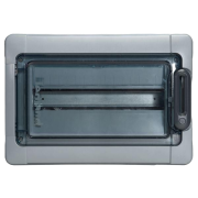 Plastkilp Plexo³, 18M, 63A 400VAC, PEN 17, 17, reinforced polystyrene, PC, -25..40°C, incl. 14 cable glands, UV-stable, HF, cl. II, IP65 IK09, kirgas, hall