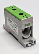 Hargnemisklemm Al/Cu TBA, 1P (2holes) 35-95mm² 220/245A 1000VAC/1500VDC, 35mm DIN-rail, panel mount, green