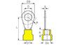 Kaabliking kraega R 4.3 g, 4..6mm² M4, ø4.3 L25.5, -25..75°C, PVC, 100pcs/pck, kollane