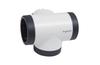 Jätkupesa, T-kujuline 3x 2P+E Schuko 16A 230V, 3680W, pöörlev, valge-tumehall