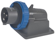 Panel-Mount Flange Inlet Hypra, 2P+E 16A 250VAC, inclined, plastic, IP65/67