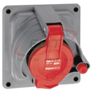 Panel Mount Socket w. Prisinter Hypra, 3P+N+E 32A 415VAC, plastic, IP44