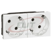 Socket Mosaic, mech.| 2x 2P+E 45° ^ shutters, 16A 250VAC, spring clamp, 4M, white