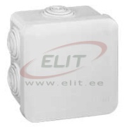 Plastic Box Plexo, 80Wx80Hx45D, 7glands ø4..20mm cable/tube, -25..40°C, PS, temp. resistance 650°C, IP55 IK07, white