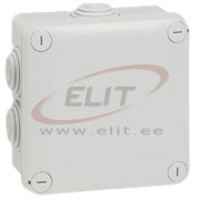 Plastic Box Plexo, 105Wx105Hx55D, 7glands ø4..25mm cable/tube,  -25..40°C, PS, cover with 4x ¼ turn lock screw, temp. resistance 650°C, IP55 IK07, grey