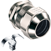 Cable Gland Progress EMC easyConnect, M63x1.5, ø40..52mm, thread 10mm, ss 1.4310 contact spring, -60..100°C, nickel-plated brass ^TPE, incl. NBR O-ring ^2piece sealing insert, CE/IEC/VDE/UL/EAC, IP68/69