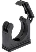 Conduit Clamp w. Cover RQS, D54.5mm, fixing ribs as strain relief, -40..120°C, polyamide PA6, HB (UL 94), black