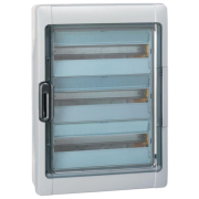 SM Distribution Box Plexo³, 3x 18M, 125A 400VAC, PEN 27^27, reinforced polystyrene ^PC, -25..40°C, incl. 18 cable glands, UV-stable, HF, cl. II, IP65 IK09, transparent^grey