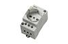 Modular socket outlet 2P+E 10/16A 250VAC Schuko and Italian Bipasso, 2.5M, DIN TS35, IP20, with green LED, grey