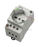 Modular socket outlet 2P+E 10/16A 250VAC Schuko and Italian Bipasso, 2.5M, DIN TS35, IP20, with green LED, grey