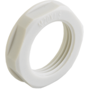 Locknut w. Flange Synthetic, M63x1.5, wrench 73mm, thread 11mm, -30..100°C, PA6, HF, light grey