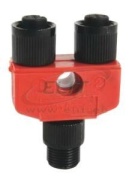 T-Port 898D, 2-ch., M12 8pin plug » 2x M12 4pin socket, 3A 30VDC, PUR, IP67, Nema6P, red-black