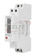 Energy Meter DDS6619, 5/60A (1Ø-2w)x 230VAC, LCD w. backlight, pulse output 1600imp/kWh, cl.1, -20..55°C, W18mm, TS35