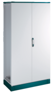 Cabinet ENUX, 1600Wx2000Hx600D, frame, blank double door, rear panel, lever-operated double bar locking w. 3mm double-bit insert, modular, adj. cable entry w. sealing gasket, C3M| epoxy resin layer, IP55 IK10, NEMA12, ocean blue/ grey
