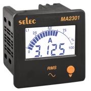 Digital Ammeter MA2301, 4digits LCD backlight, analog bargraph indication, 3Ø-4wire, 0..5AAC (5..5000A), sv 240VAC ±20%, ■76x76/ □68x68mm, IP65