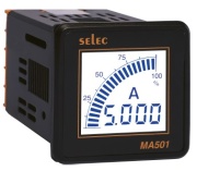 MA501| Digital Ammeter, 4digits LCD backlight ^analog bargraph indication, 1Ø-2wire, CT 5A (5..5000AAC), sv 240VAC ±20%, ■52x52/ □46x46mm, IP65