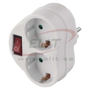 Multi-Socket Plug, switch, 2x 2P+E Schuko 16A 250V, 3680W, white, Emos